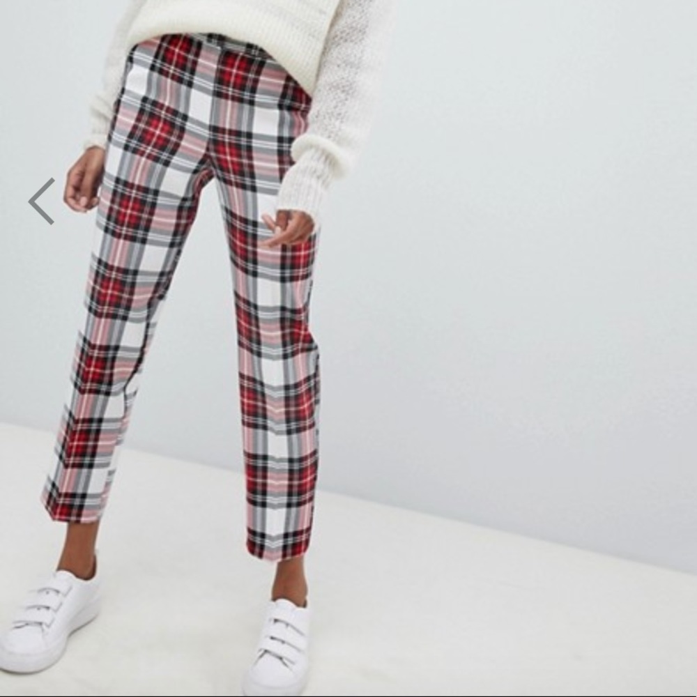 ASOS // cropped cigarette pants in red check